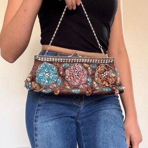 Lapis by Anthropologie Beaded Boho Clutch Bag